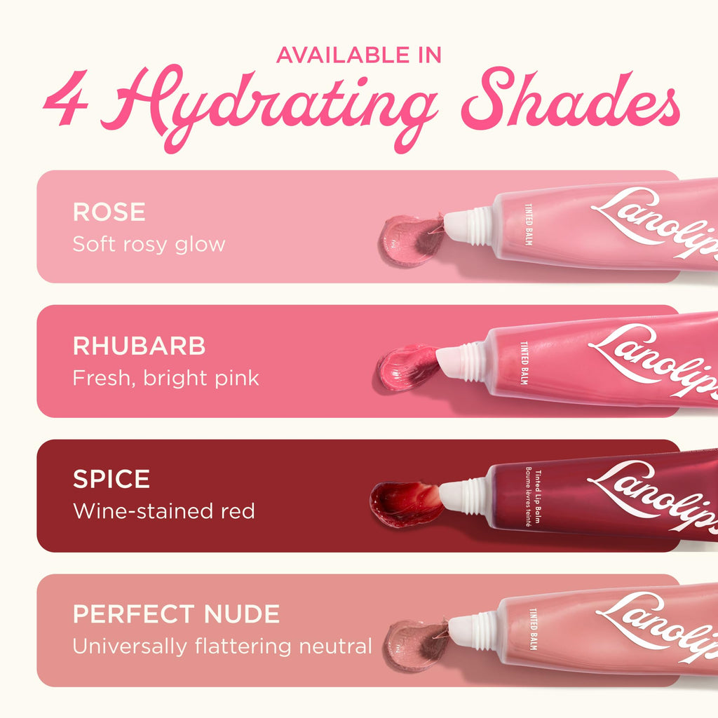 Lanolips Tinted Lip Balm Rose – Hydrating Lip Tint with Lanolin Oil | 12.5g / 0.44oz