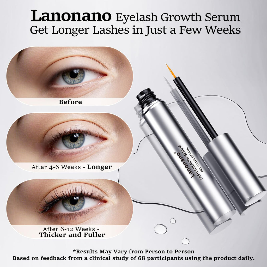 Lanonano Lash Serum – Fuller, Longer-Looking Lashes | Vegan & Cruelty-Free 0.1 Fl Oz (3ml)