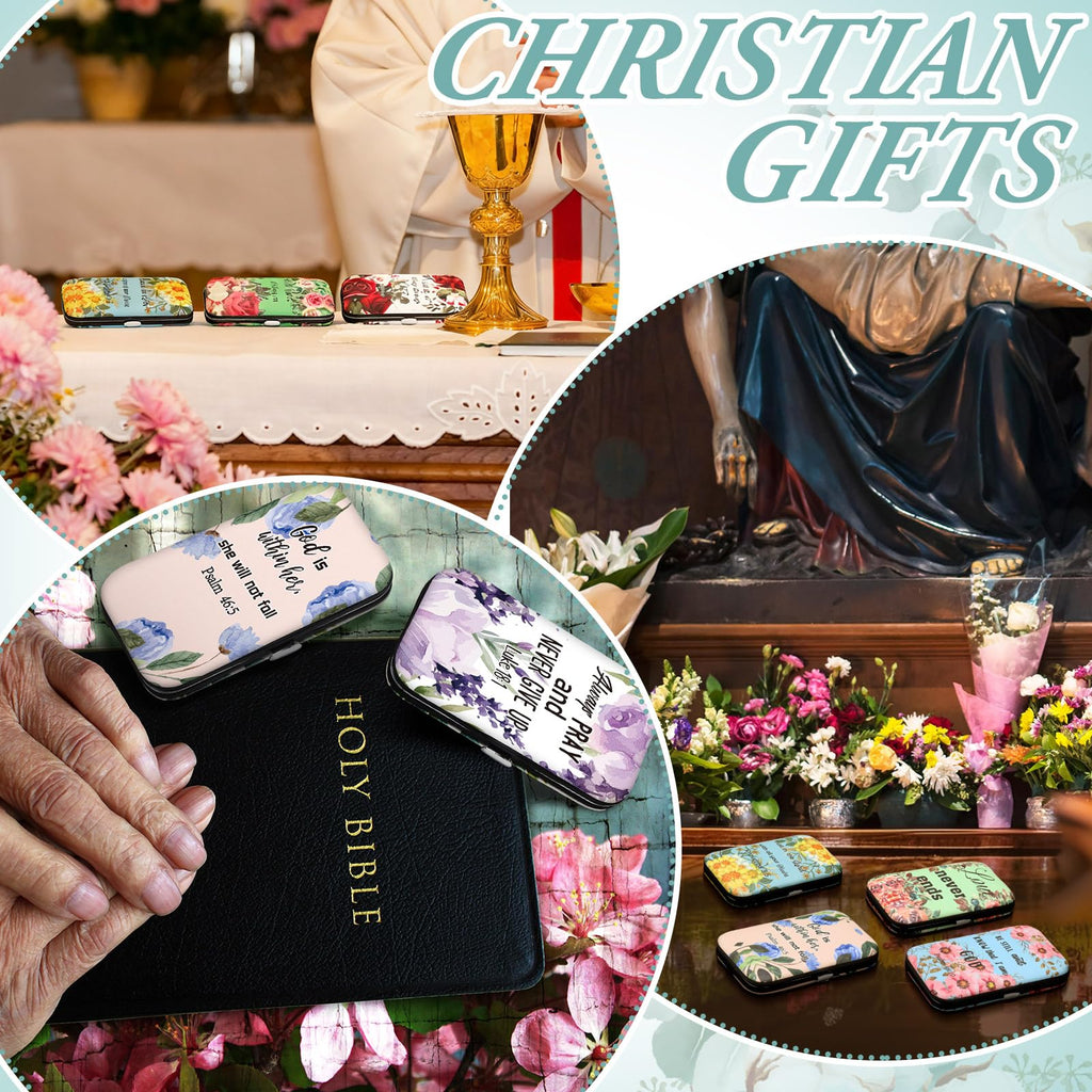 Lanties 10-Set Christian Nail Care Gift Kit for Women – Floral Bible Verse Manicure Tools