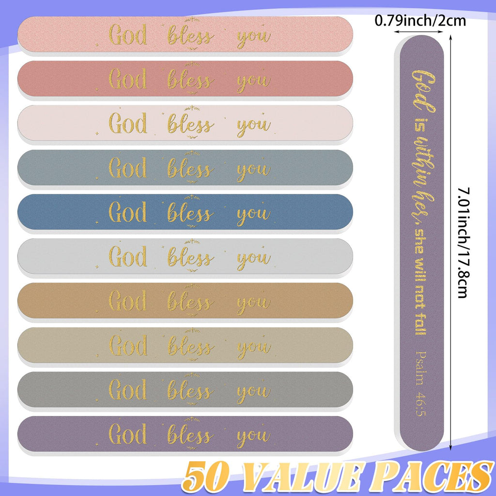Lanties 50 Pack Christian Nail Files – Bible Verse Emery Boards for Gifts & Church Events