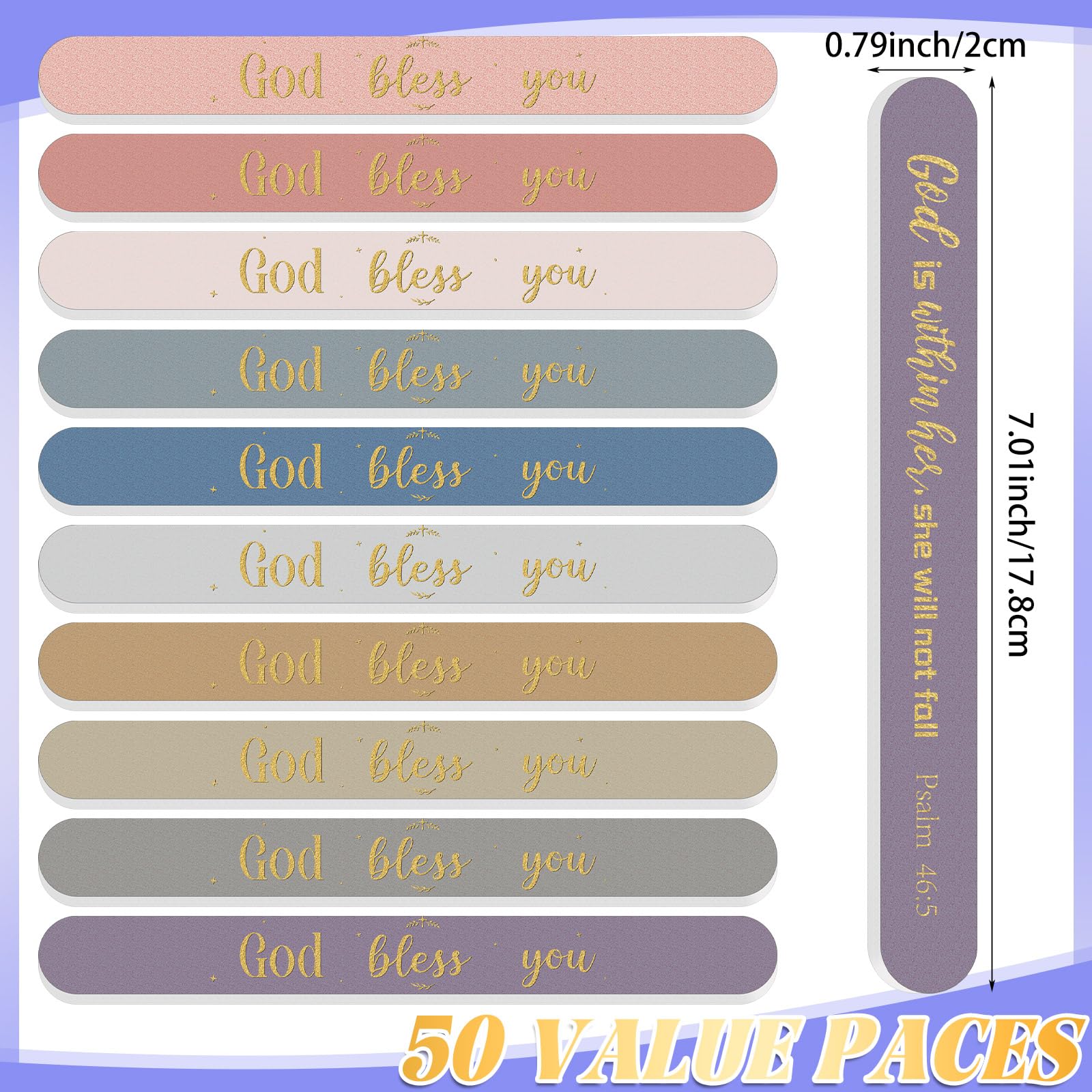 Lanties 50 Pack Christian Nail Files – Bible Verse Emery Boards for Gifts & Church Events