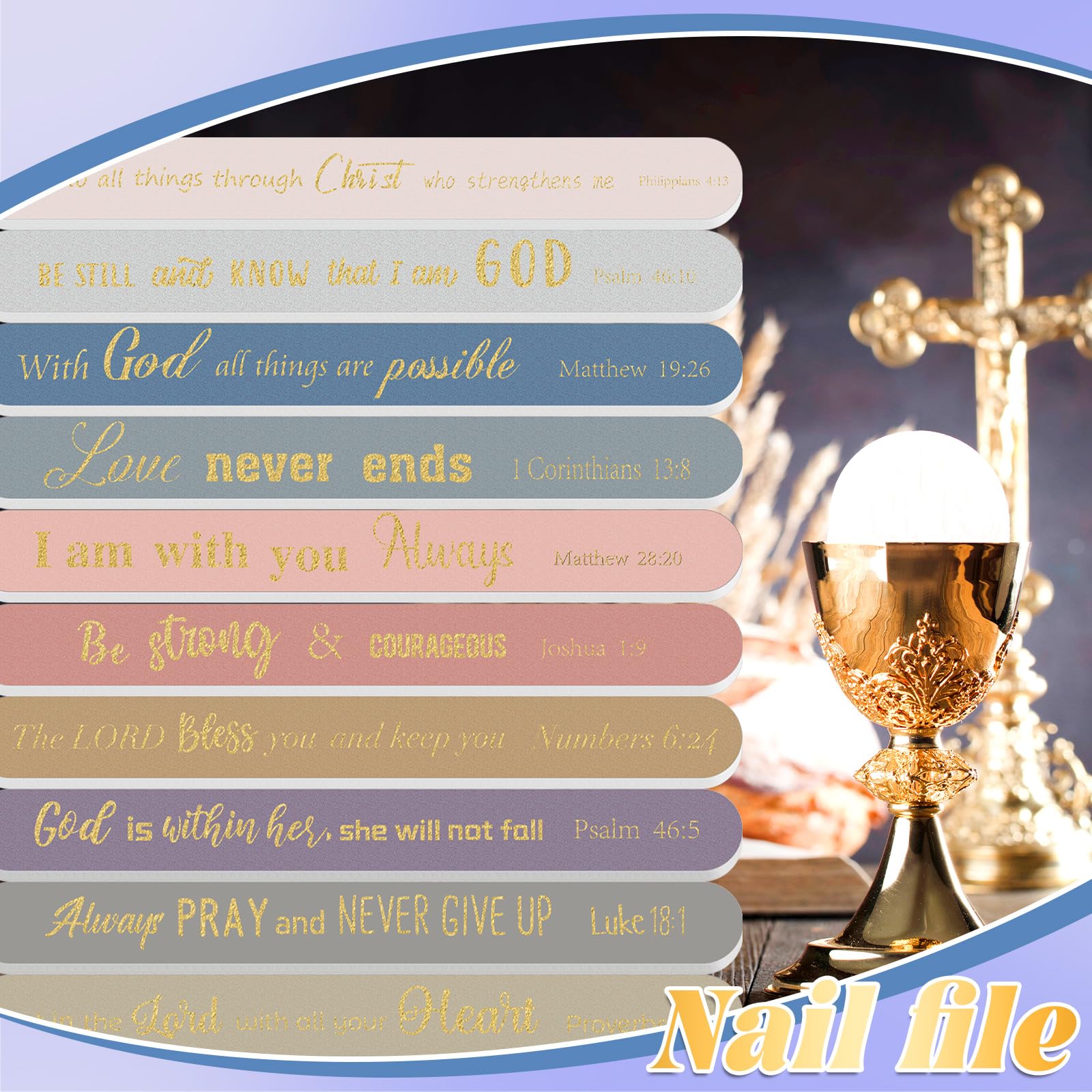 Lanties 50 Pack Christian Nail Files – Bible Verse Emery Boards for Gifts & Church Events