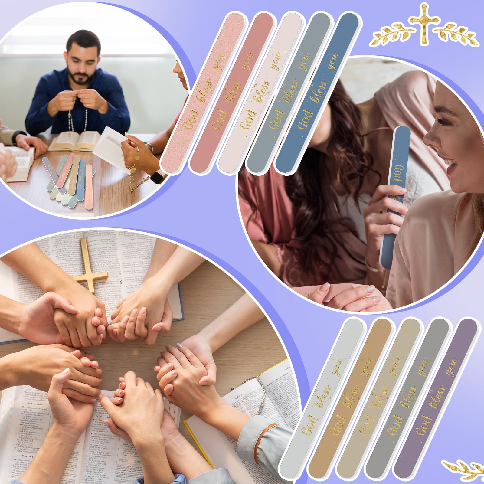 Lanties 50 Pack Christian Nail Files – Bible Verse Emery Boards for Gifts & Church Events