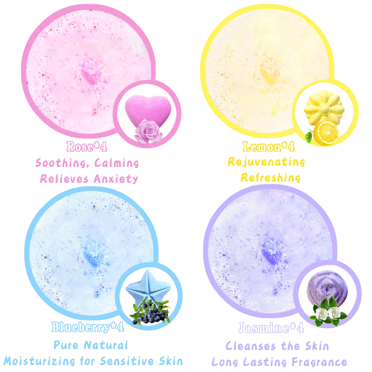 Lanwexy 32-Pack Bath Bombs for Foot Soak | Organic Handmade with Tea Tree Oil