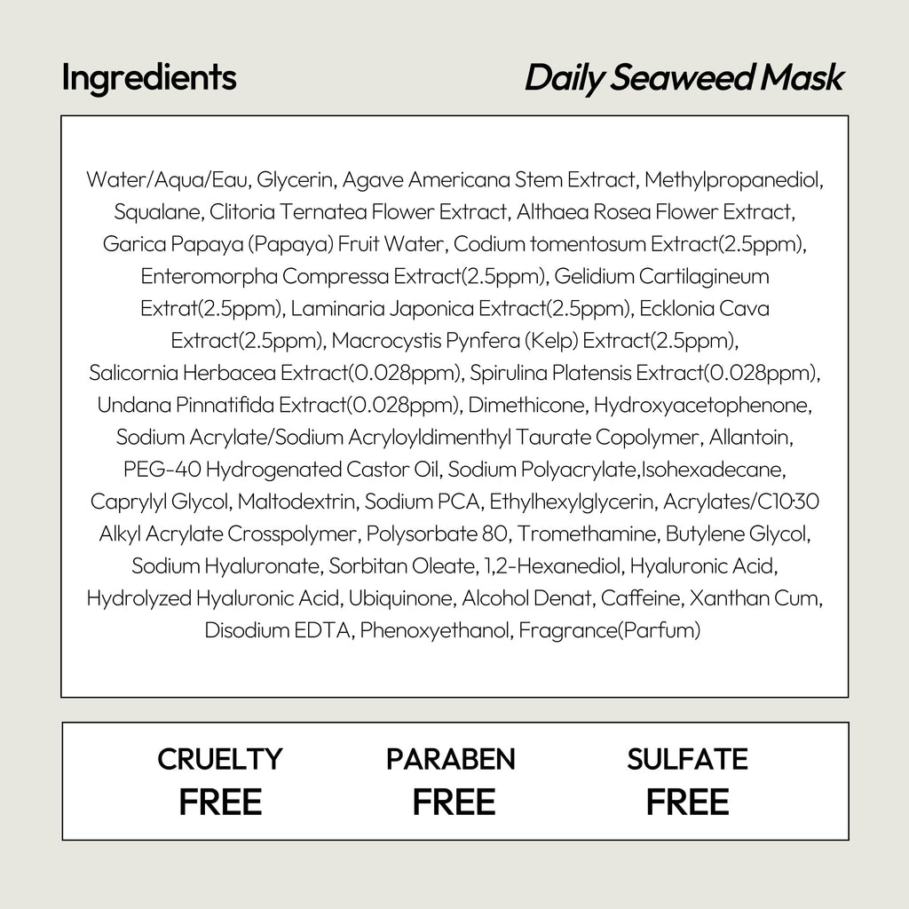 LAPCOS Seaweed Sheet Mask – Deep Hydration & Purification with Hyaluronic Acid (5-Pack)