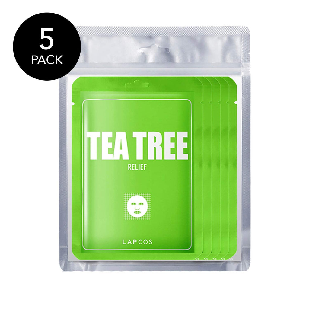 LAPCOS Tea Tree Sheet Mask | Daily Soothing Face Mask (5-Pack)