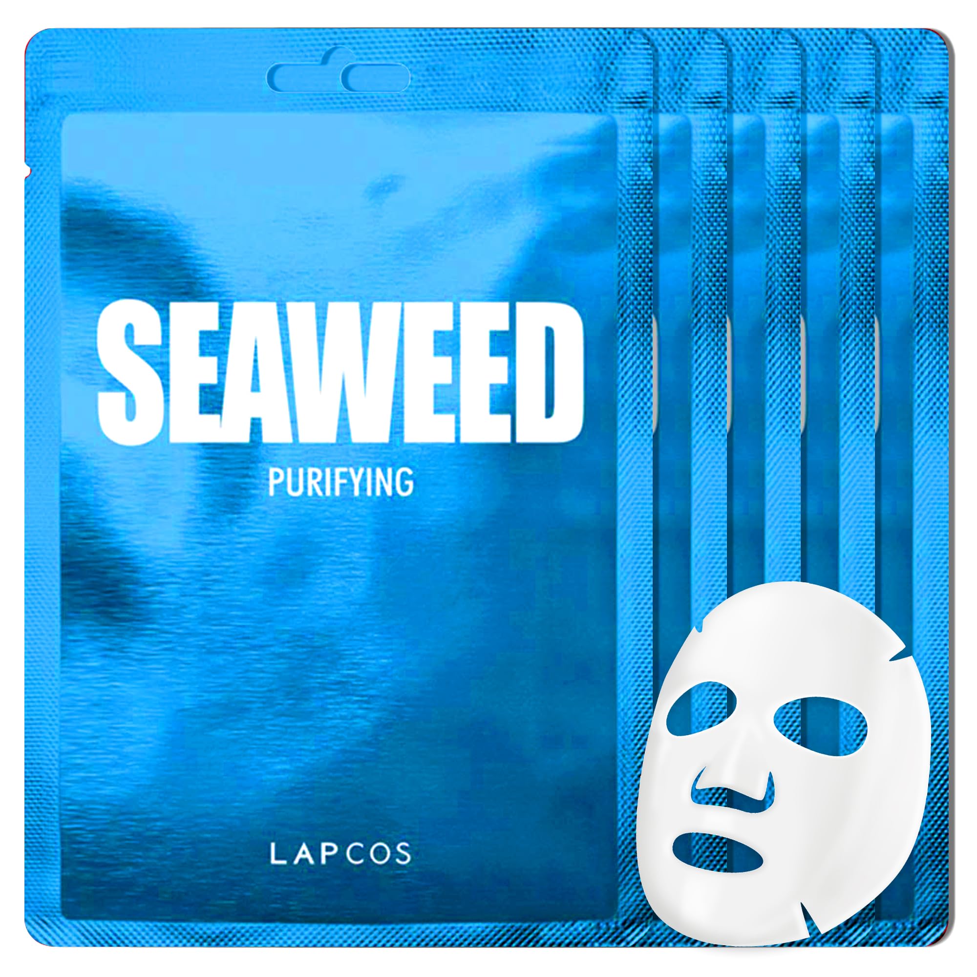 LAPCOS Seaweed Sheet Mask – Deep Hydration & Purification with Hyaluronic Acid (5-Pack)