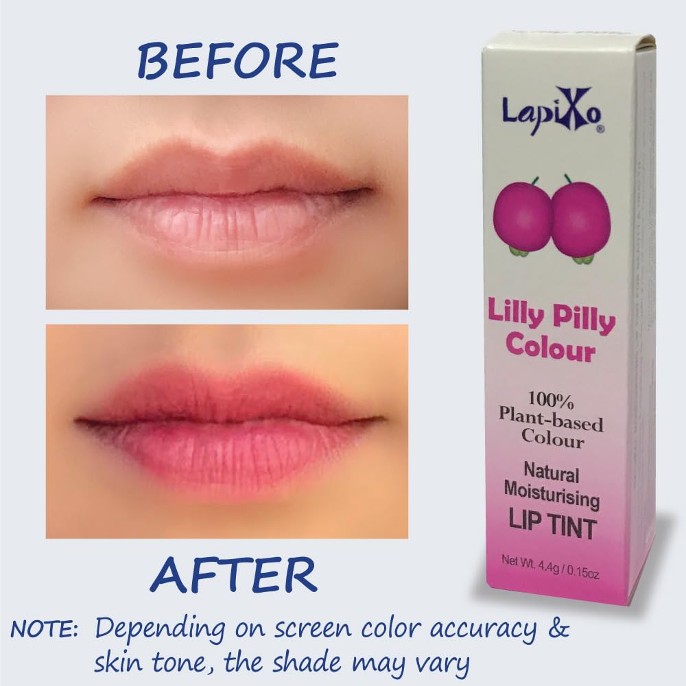 LAPIXO Lilly Pilly Lip Tint – 100% Plant-Based, Natural Moisturizing Color (2-in-1)