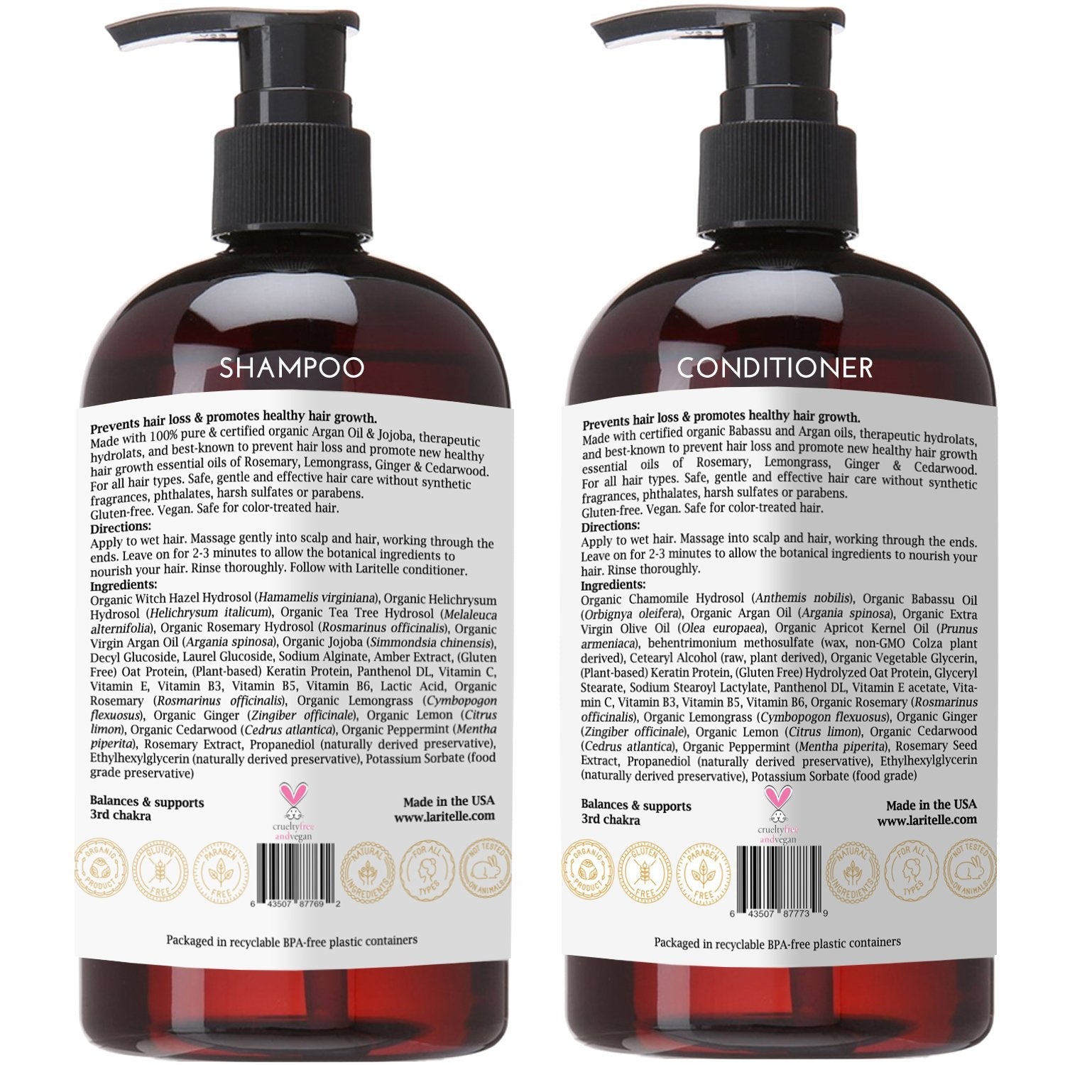 Laritelle Diamond Strong Organic Hair Growth Set – Shampoo, Conditioner & Treatment – USA Made