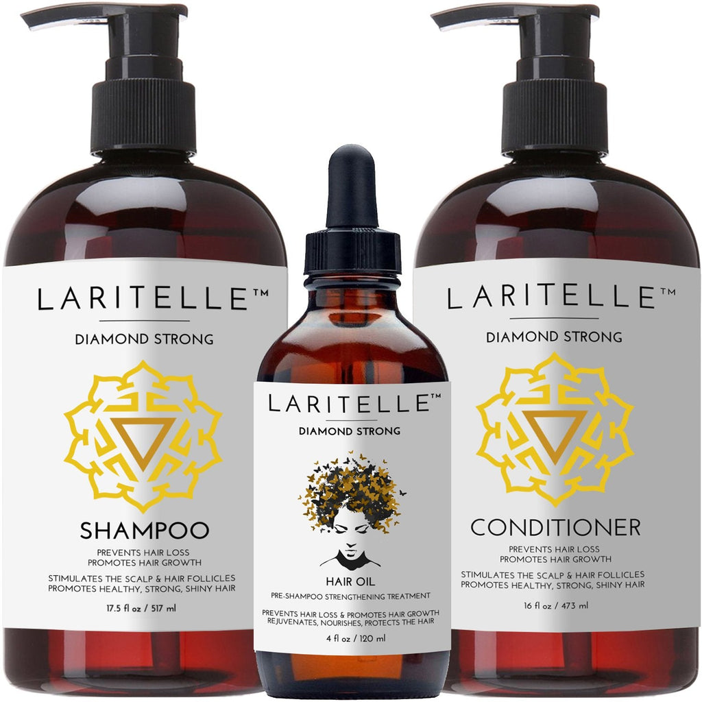 Laritelle Diamond Strong Organic Hair Growth Set – Shampoo, Conditioner & Treatment – USA Made