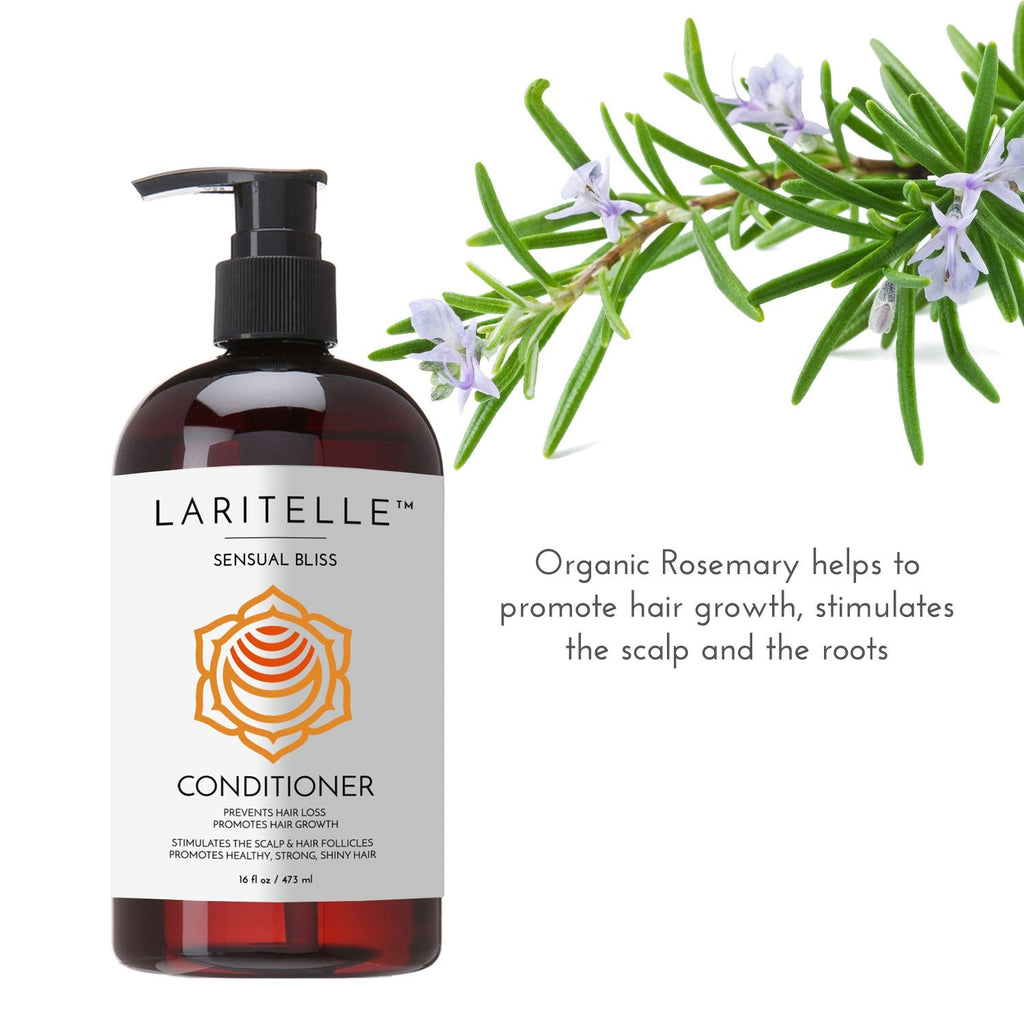 Laritelle Organic Hair Growth Set | Shampoo 16 oz + Conditioner 16 oz + Hair Loss Treatment 4 oz | Argan Oil, Rosemary, Palmarosa & Orange | GMO-Free & Sulfate-Free