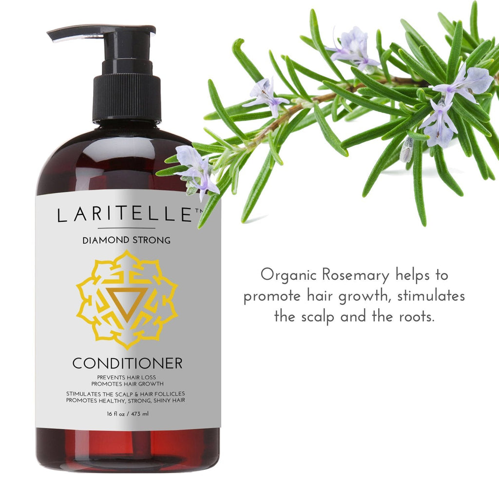 Laritelle Organic Shampoo 17 oz + Conditioner 16 oz | Prevents Hair Loss, Promotes Hair Growth | Argan Oil, Rosemary, Ginger & Cedarwood