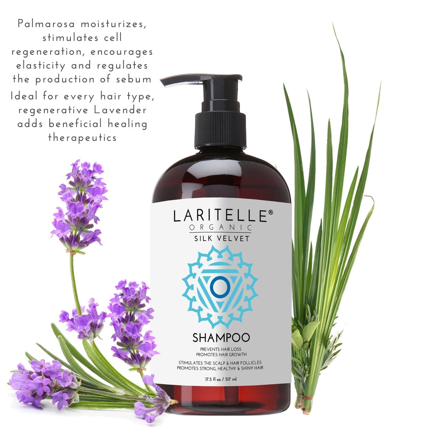 Laritelle Silk Velvet Organic Hair Loss Prevention Shampoo – Rosemary & Rice Protein | Made in California