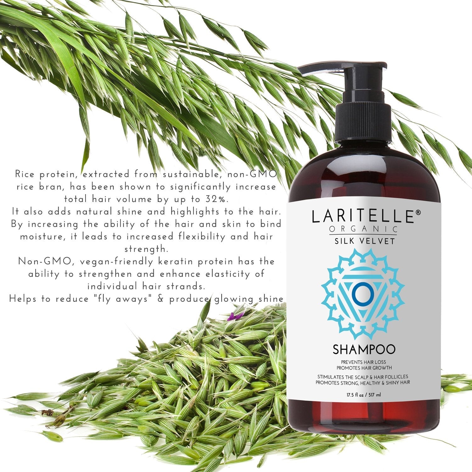 Laritelle Silk Velvet Organic Hair Loss Prevention Shampoo – Rosemary & Rice Protein | Made in California