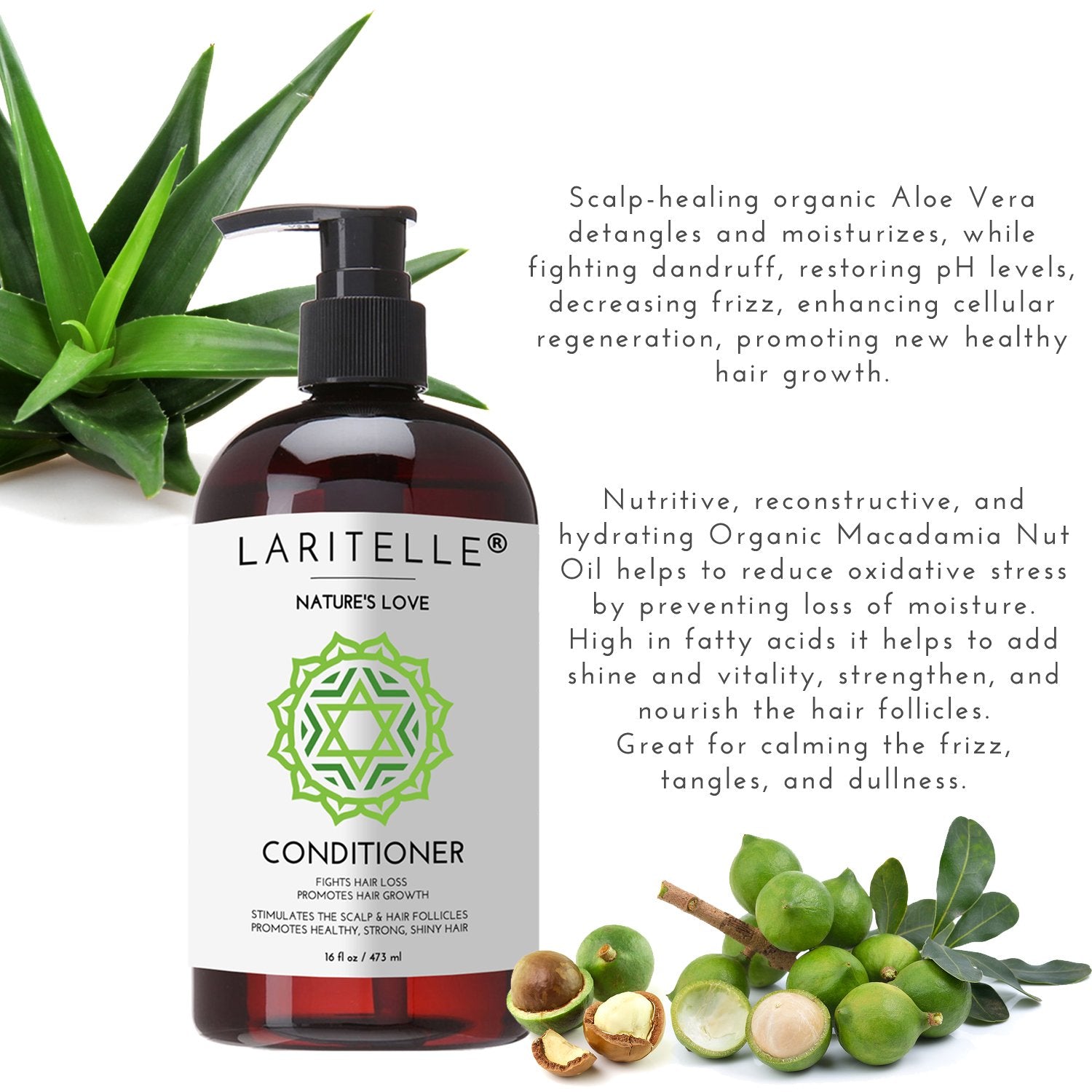 Laritelle Organic Shampoo & Conditioner – Hair Growth Support, No SLS, Gluten, Parabens