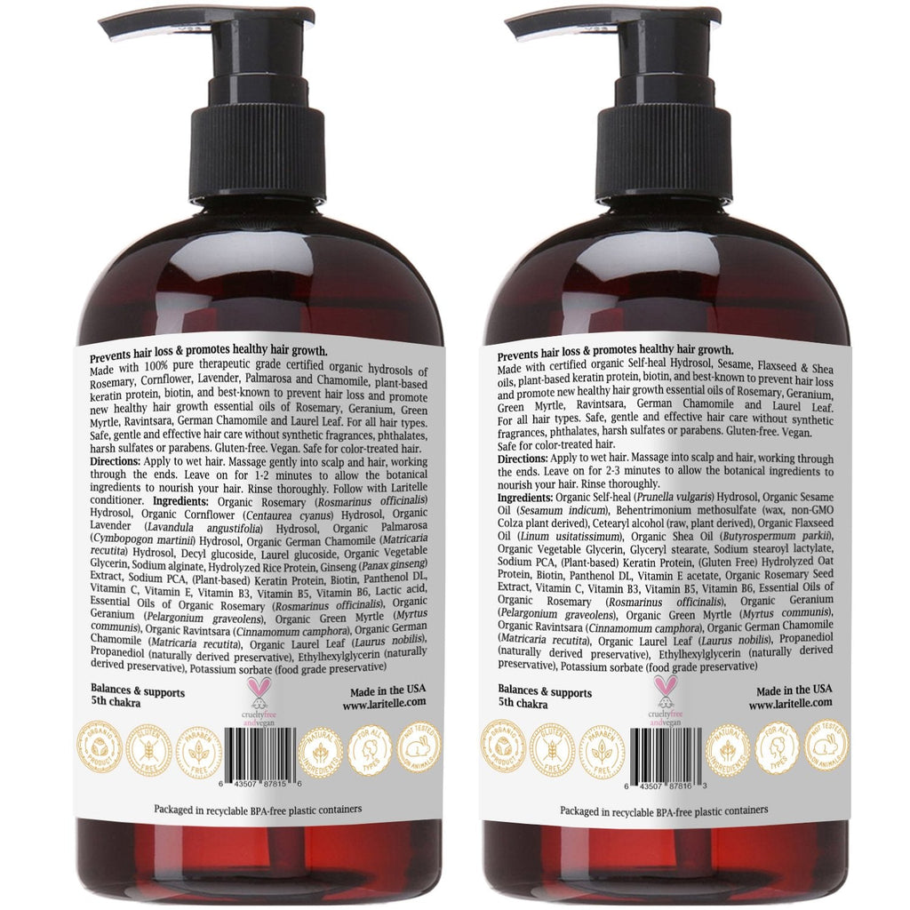 Laritelle Silk Velvet Organic Hair Care Set – Shampoo 17.5 oz + Conditioner 16 oz