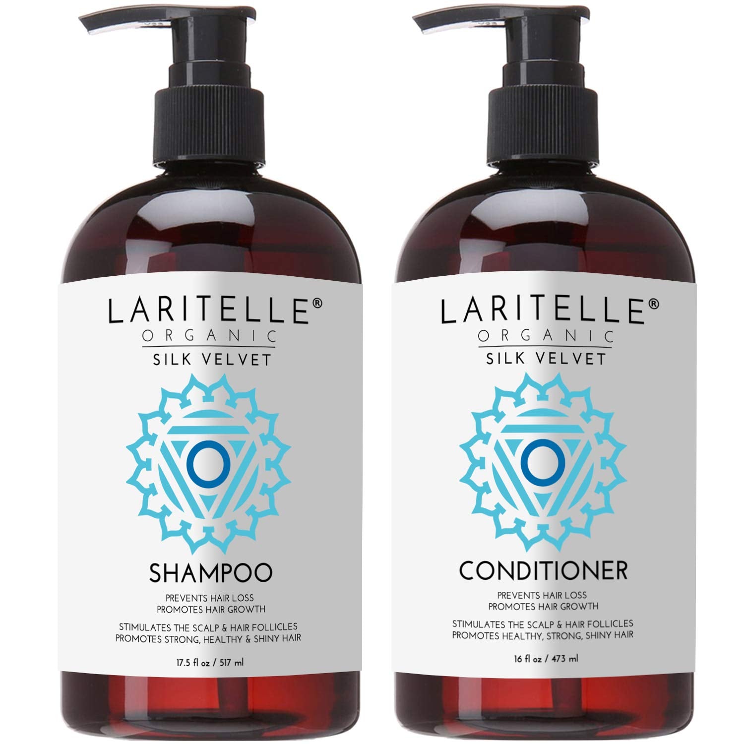 Laritelle Silk Velvet Organic Hair Care Set – Shampoo 17.5 oz + Conditioner 16 oz