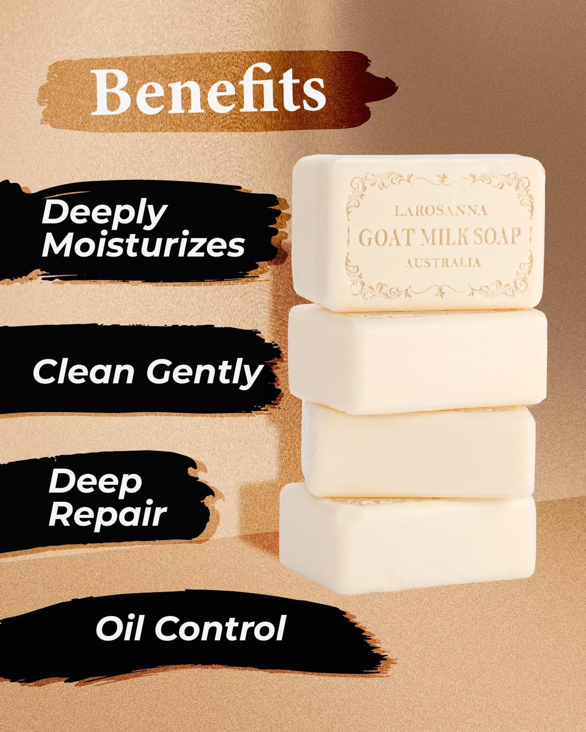 larosanna Australian Goat Milk Soap – Moisturizing, Cleansing, Triple-Milled Bar with Cocoa Butter & Aloe Vera | 4-Pack