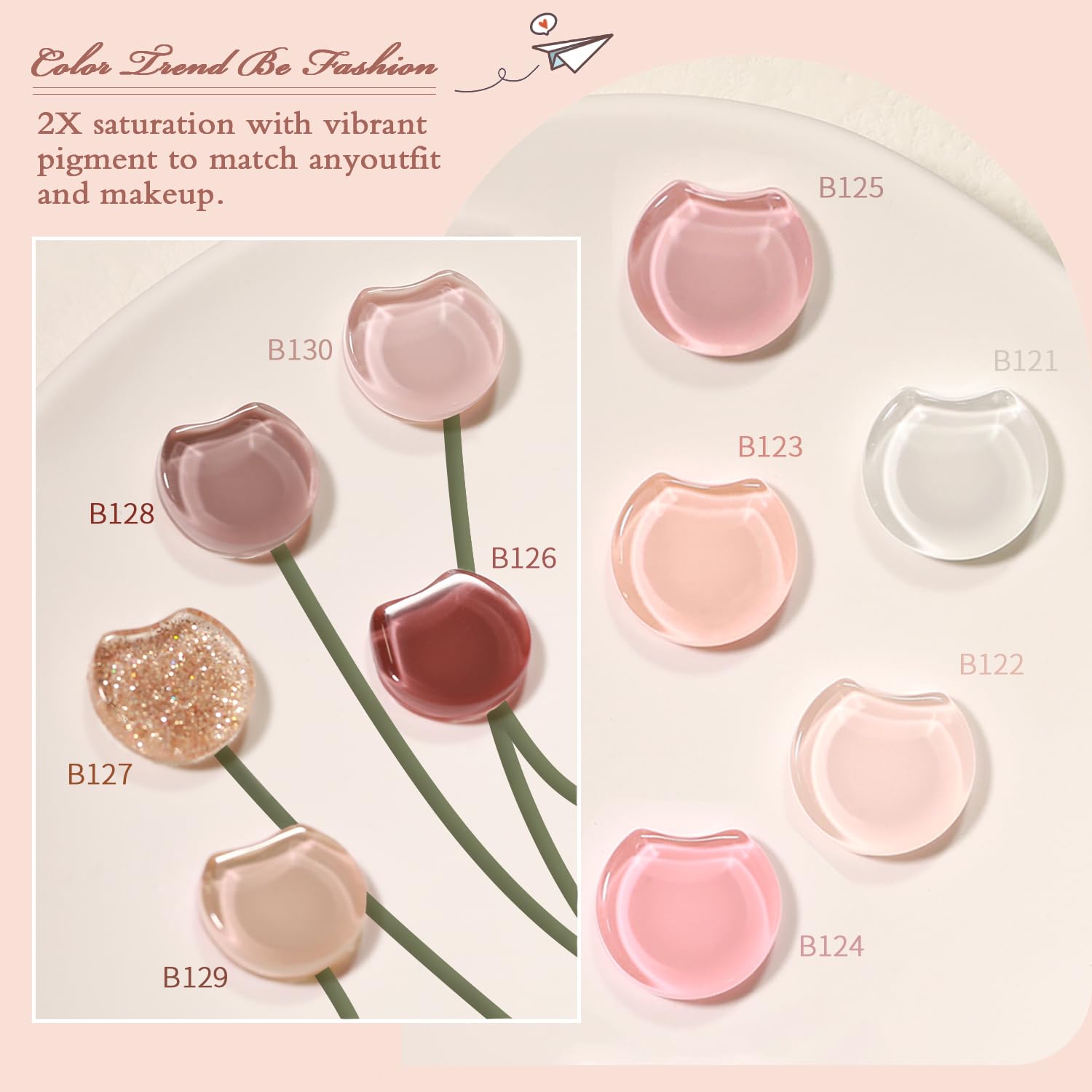 Larvall Beautpal Nude Gel Nail Polish Set – 10 Neutral Pink Nude Glitter Shades for At-Home Manicures