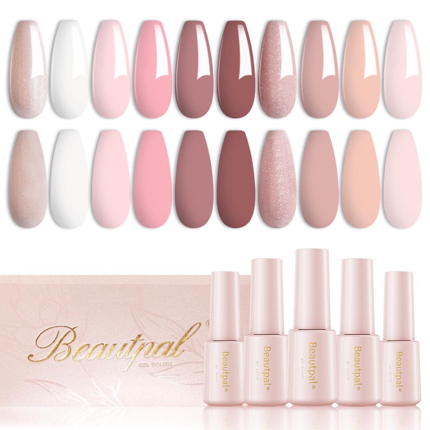 Larvall Beautpal Gel Nail Polish Set – 10 Nude & Shimmer Colors for All Seasons
