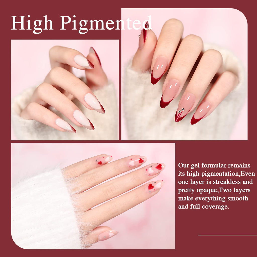 Larvall Beautpal Red Gel Nail Polish Set – 10×7ml Soak-Off Colors