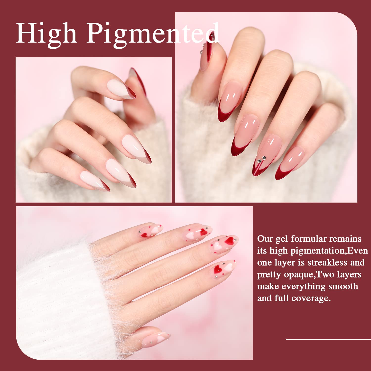 Larvall Beautpal Red Gel Nail Polish Set – 10×7ml Soak-Off Colors