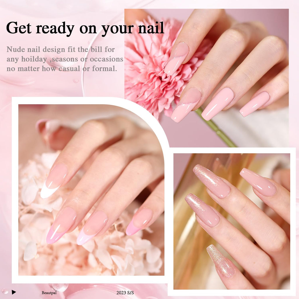 Larvall Beautpal Gel Nail Polish Set – 10 Nude & Shimmer Colors for All Seasons