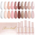 Larvall Beautpal Nude Gel Nail Polish Set – 10 Neutral Pink Nude Glitter Shades for At-Home Manicures