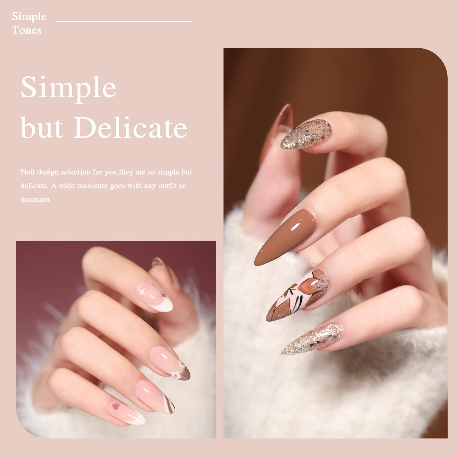 Larvall Beautpal Nude Grey Gel Nail Polish Set – 10PCS All Seasons Nude Colors