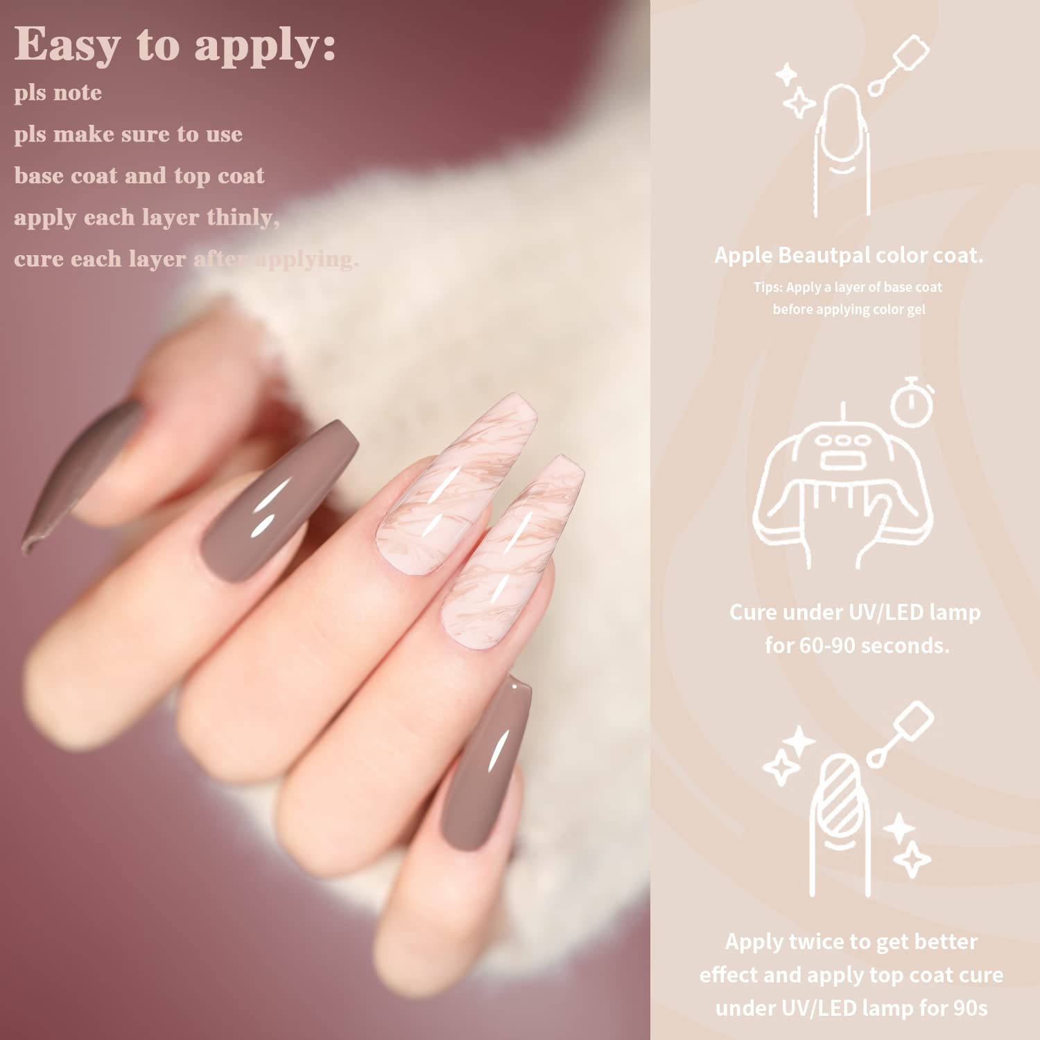 Larvall Beautpal Nude Grey Gel Nail Polish Set – 10PCS All Seasons Nude Colors
