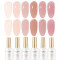 Larvall Beautpal Nude Gel Polish Set – Milky Nude Jelly Gel Polish Kit, 6×8ml, Soak-Off UV Translucent Nails J03