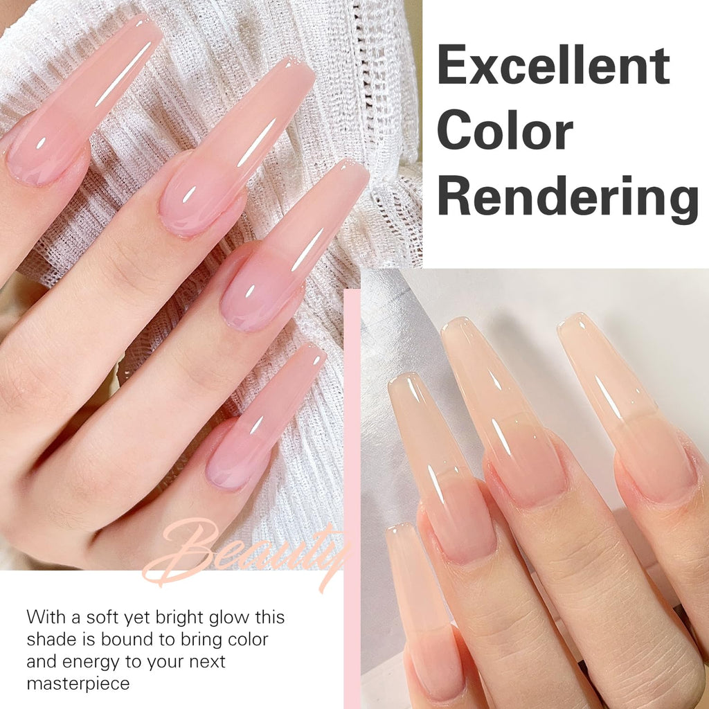 Larvall Beautpal Nude Gel Polish Set – Milky Nude Jelly Gel Polish Kit, 6×8ml, Soak-Off UV Translucent Nails J03