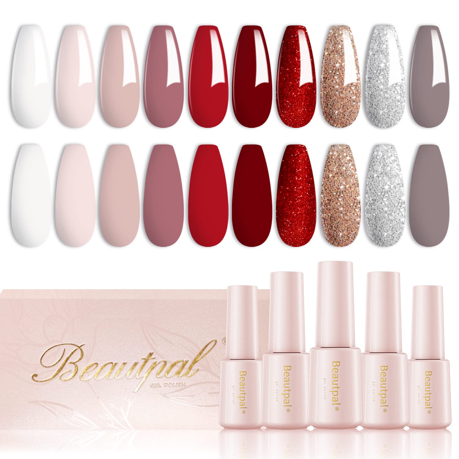 Larvall Beautpal Red Gel Nail Polish Set – 10×7ml Soak-Off Colors