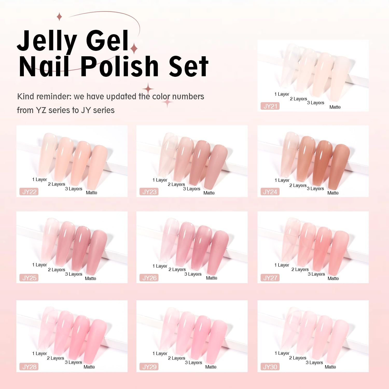 Larvall Beautpal Jelly Gel Nail Polish Set – 10-Piece Milky Nude & Sheer Pink UV Gel Kit