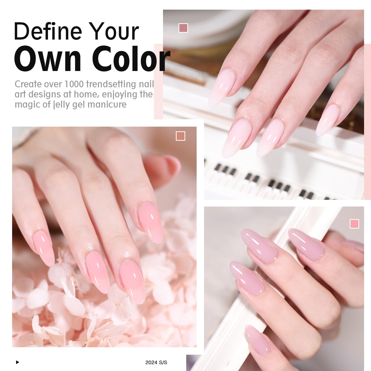 Larvall Beautpal Jelly Gel Nail Polish Set – 10-Piece Milky Nude & Sheer Pink UV Gel Kit