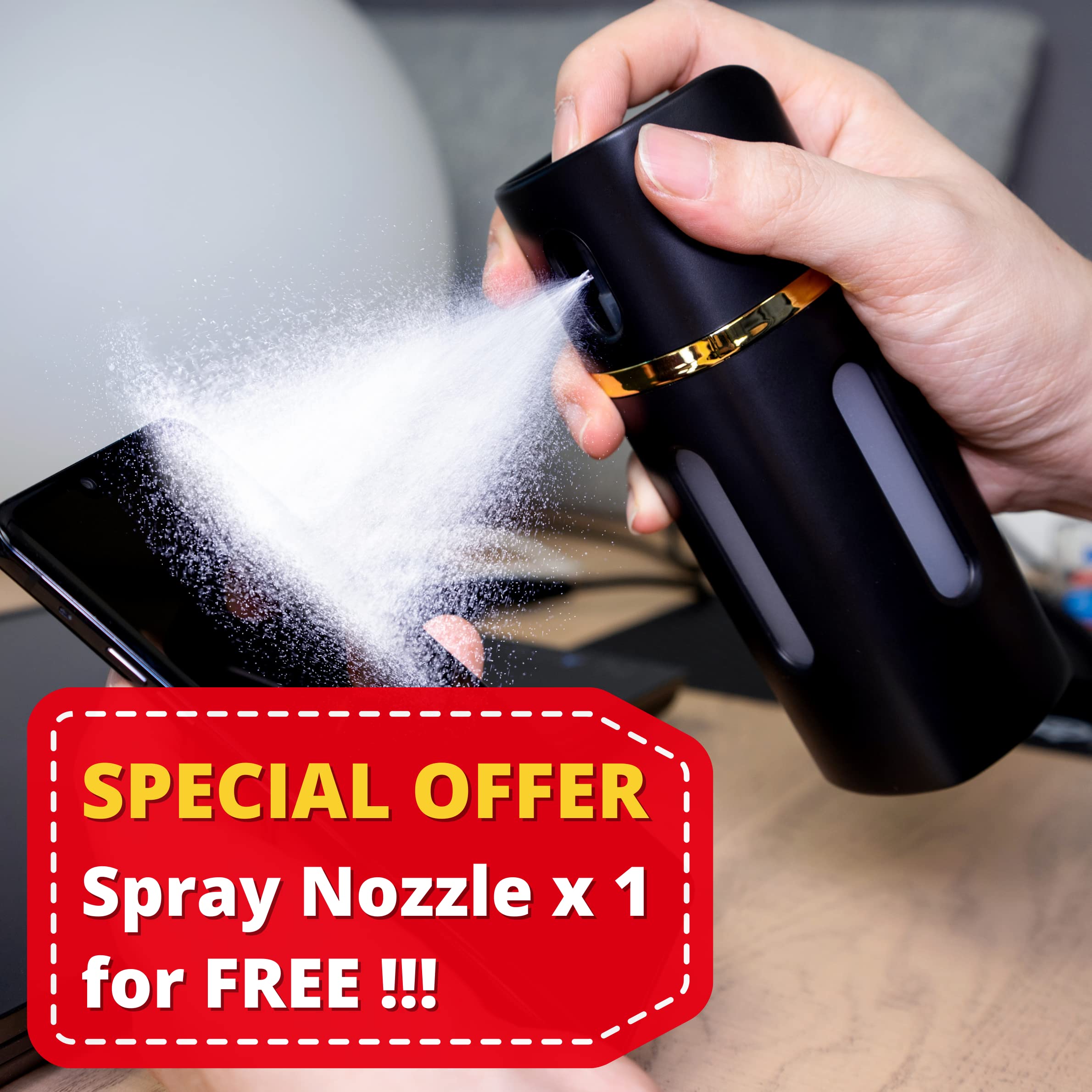 LASBOTTLE 4-in-1 Travel Bottle | Leak-Proof Pump Dispenser 6.1 oz (Gold/Black)