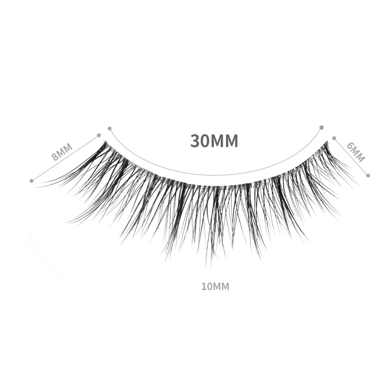 LASGOOS Eyelashes - Natural Look 3D Invisible Band Short 6-10mm, 3 Pairs GM04