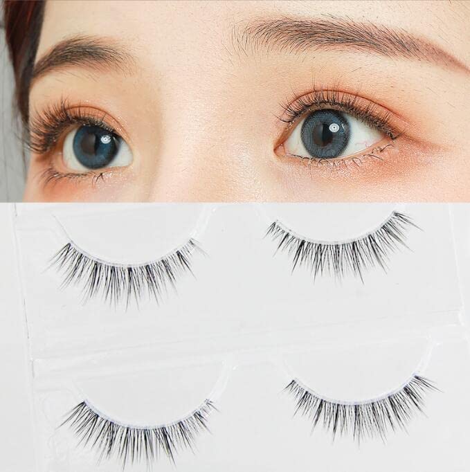LASGOOS Eyelashes - Natural Look 3D Invisible Band Short 6-10mm, 3 Pairs GM04