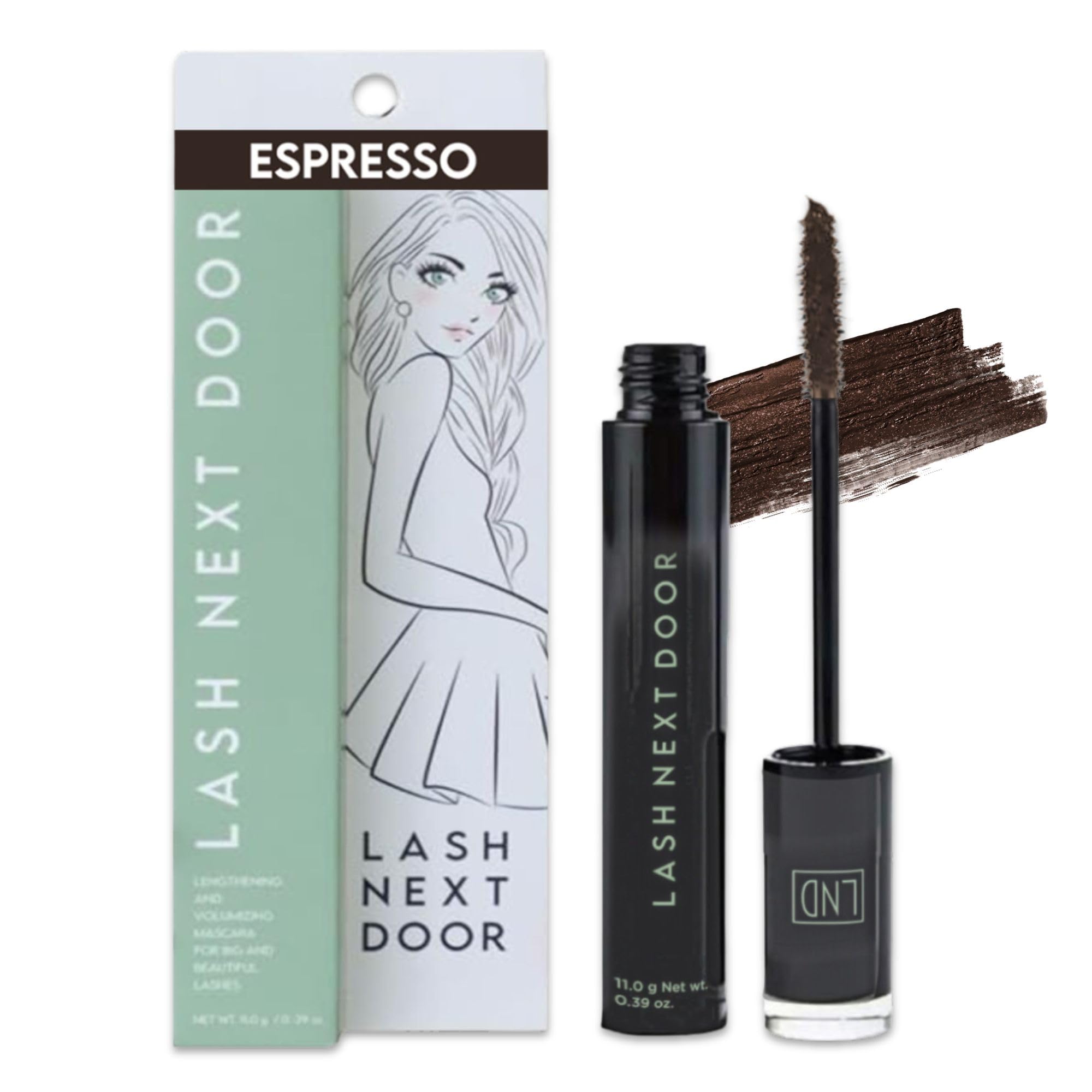 Lash Next Door Espresso Brown Mascara – Volumizing & Lengthening, No Clumps, Smudge-Proof by Brooklyn & Bailey