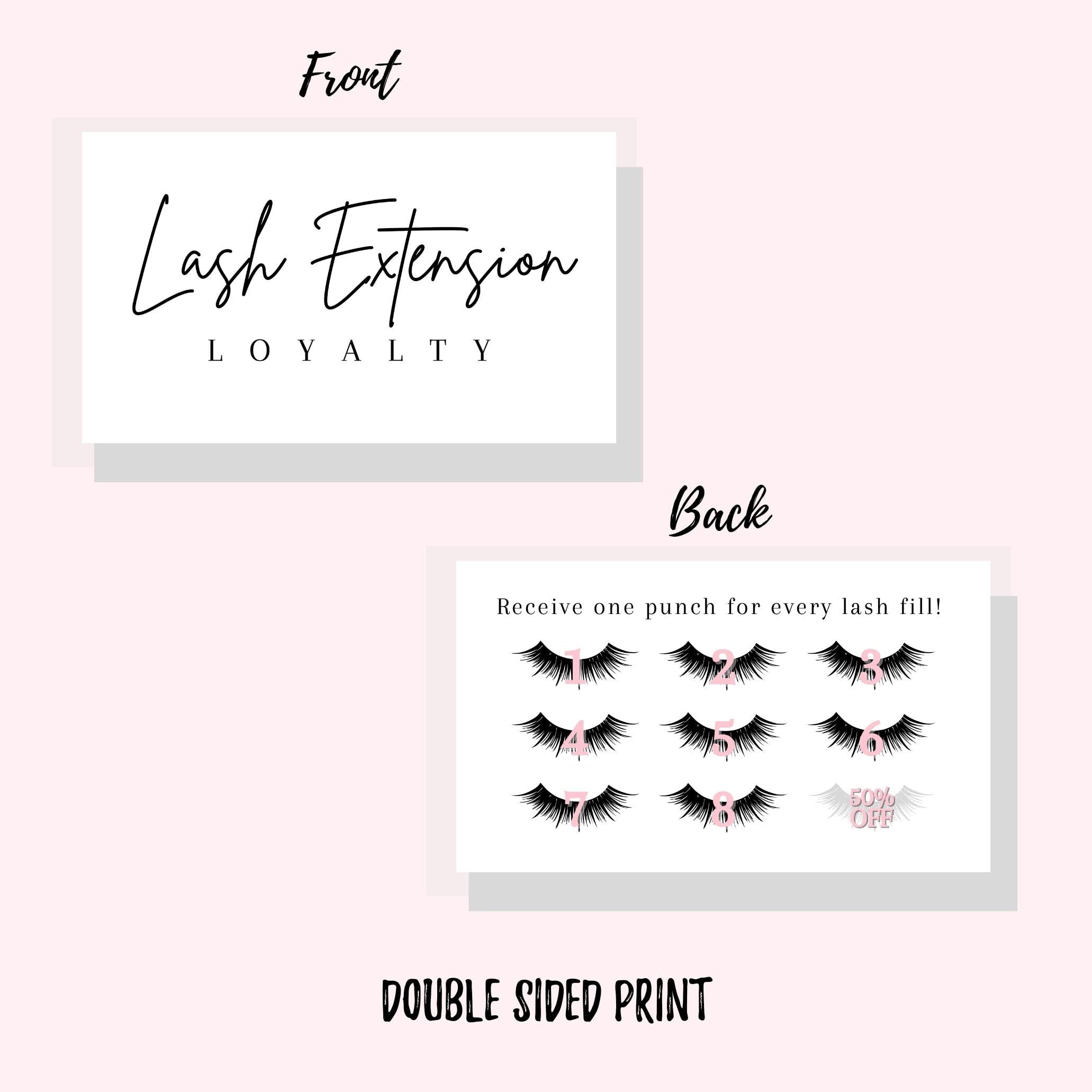 Lashicorn Lash Extension Loyalty Punch Cards – 50 Pack, 2x3.5 in