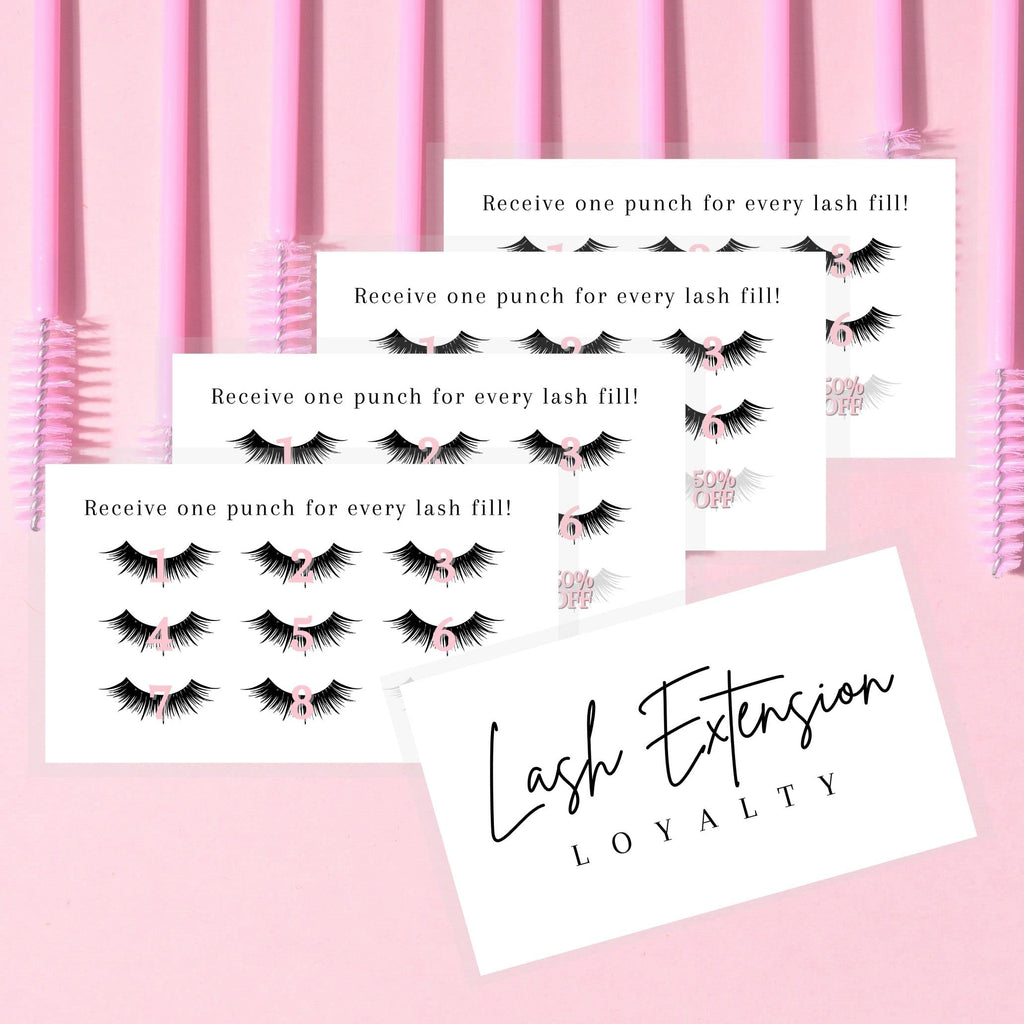 Lashicorn Lash Extension Loyalty Punch Cards – 50 Pack, 2x3.5 in