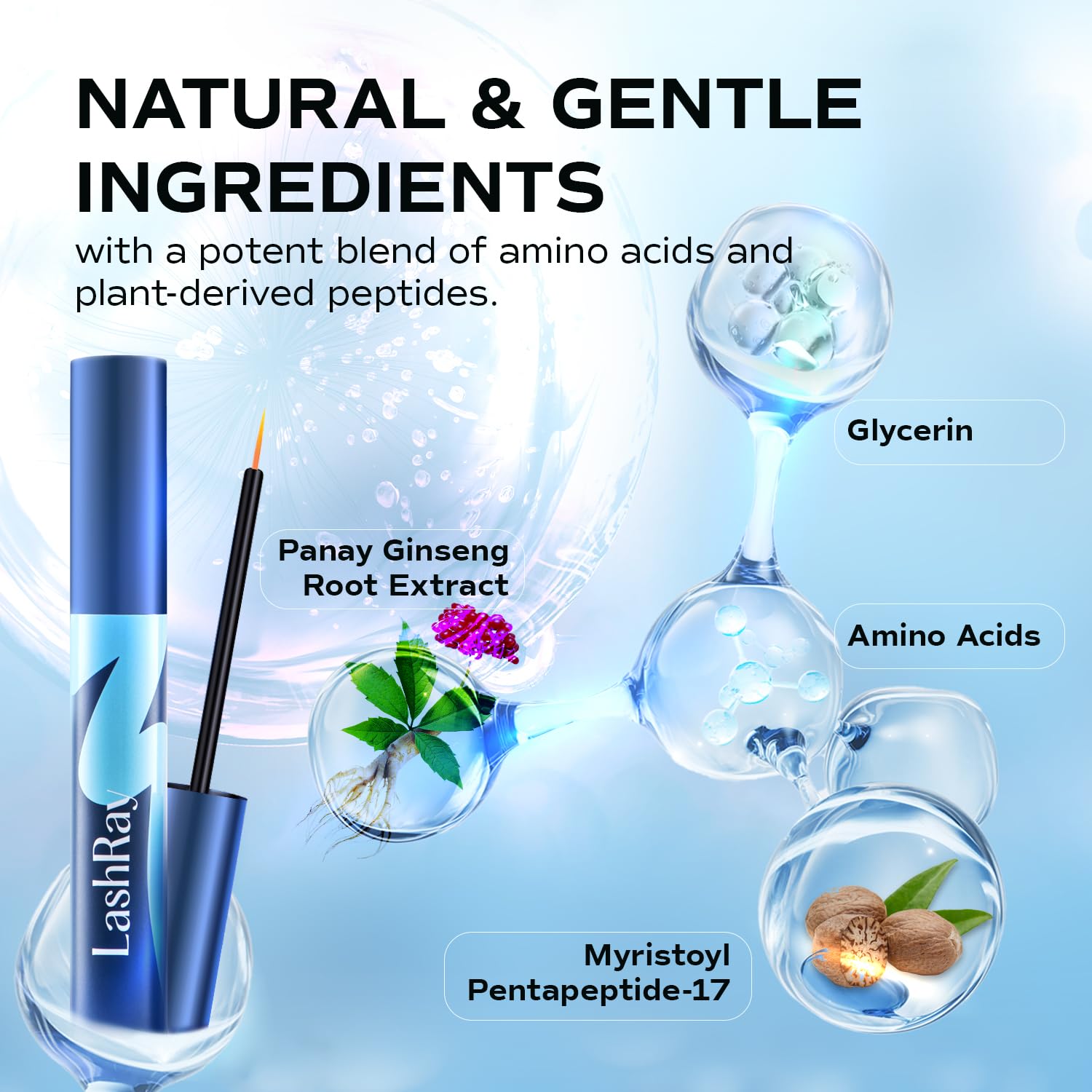 LashRay Renewing Eyelash Serum – Peptide-Infused Growth for Longer, Thicker Natural Lashes (0.1 oz)