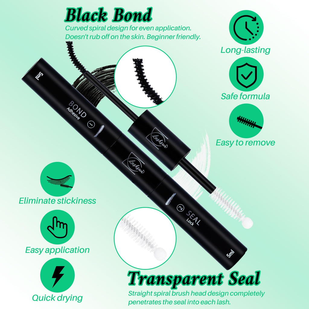 LASHSUN Lash Clusters Kit – Wispy Cat Eye Lashes with Bond, Seal, Remover & Tweezers