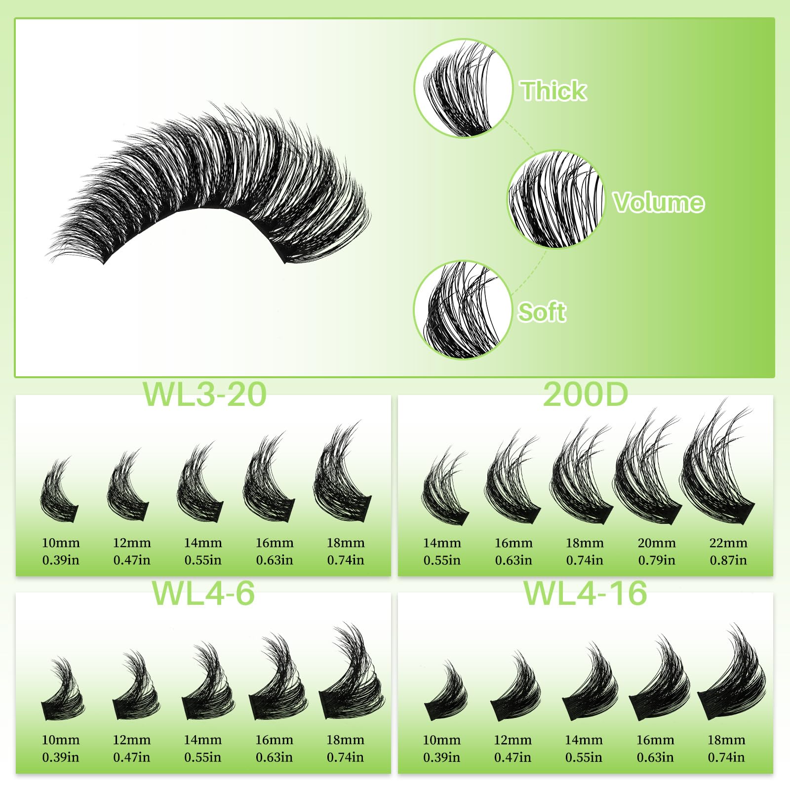LASHSUN WL+200D Lash Clusters Kit – DIY Lash Extensions with Bond & Seal, Remover & Tweezers