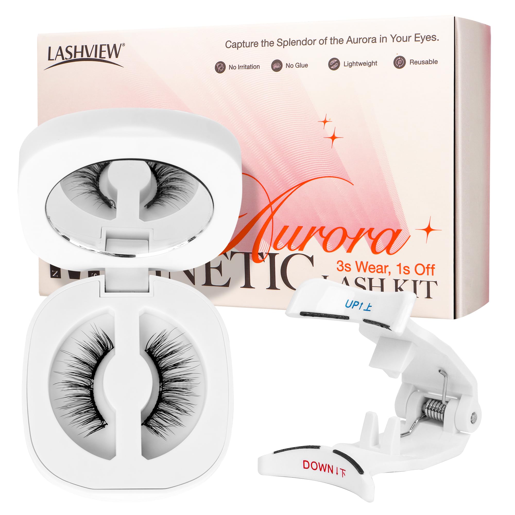LASHVIEW Magnetic Eyelashes Natural Look RCM01-1 | Reusable Magnetic Lashes with Applicator