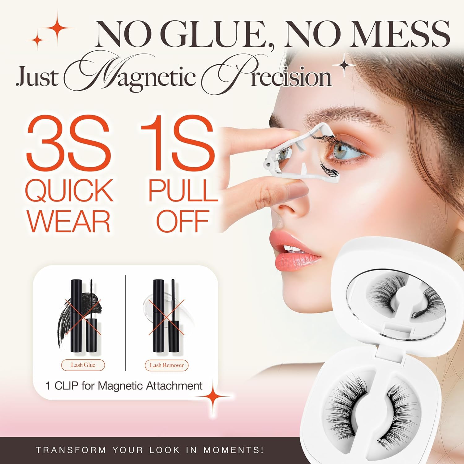 LASHVIEW Magnetic Eyelashes Natural Look RCM01-1 | Reusable Magnetic Lashes with Applicator
