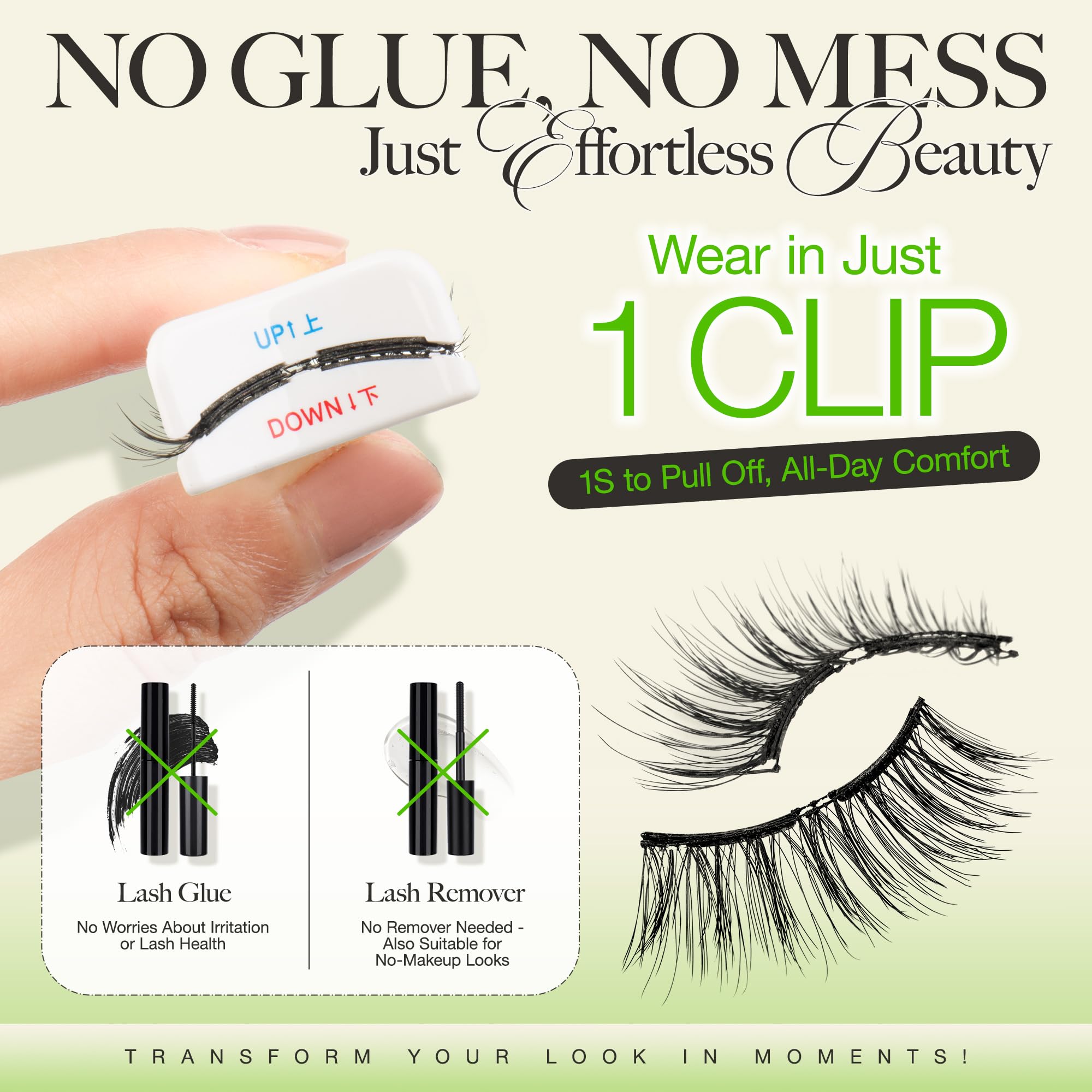 LASHVIEW Magnetic Eyelashes with Applicator L01 – No Glue Needed, Reusable, Windproof & Waterproof, Natural Look