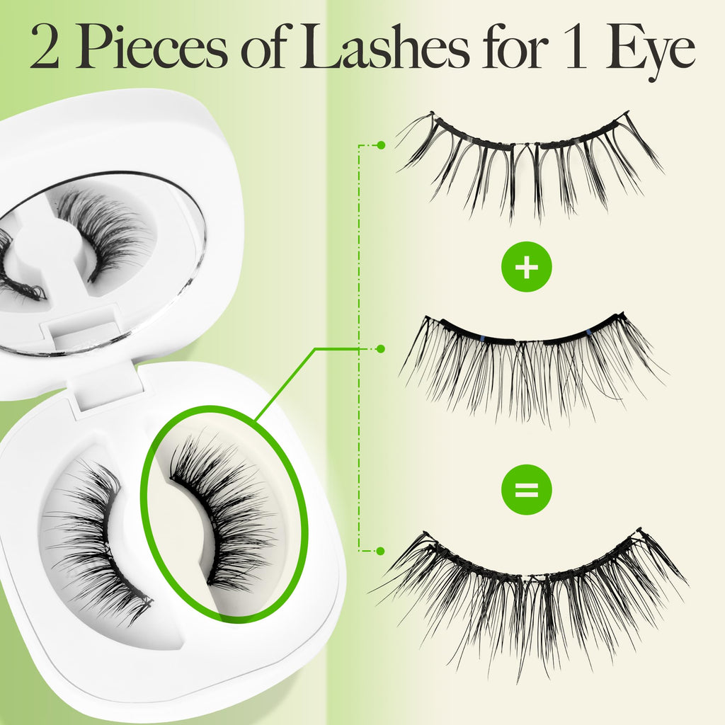 LASHVIEW Magnetic Eyelashes with Applicator L01 – No Glue Needed, Reusable, Windproof & Waterproof, Natural Look
