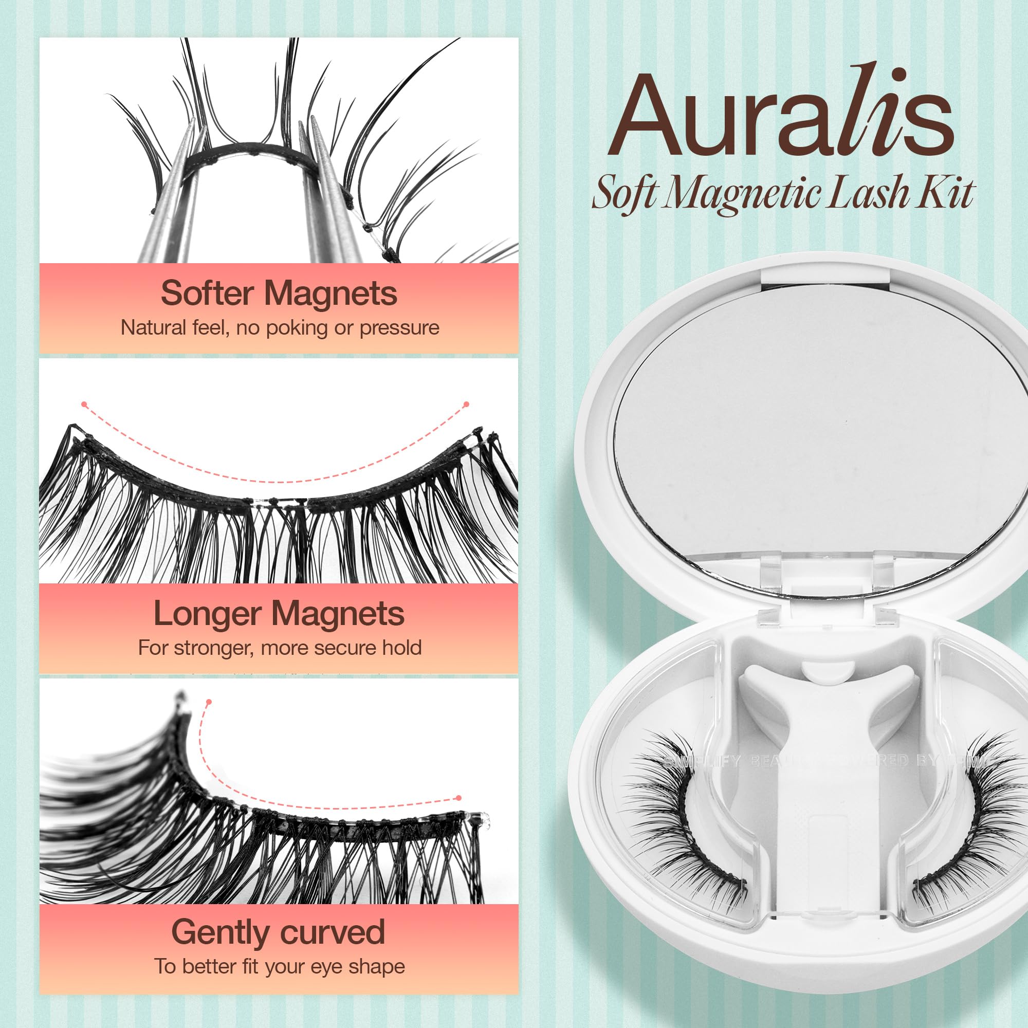 LASHVIEW Upgrade Magnetic Eyelashes with Applicator | No Glue Needed, 0.17mm Ultra-Thin Magnets