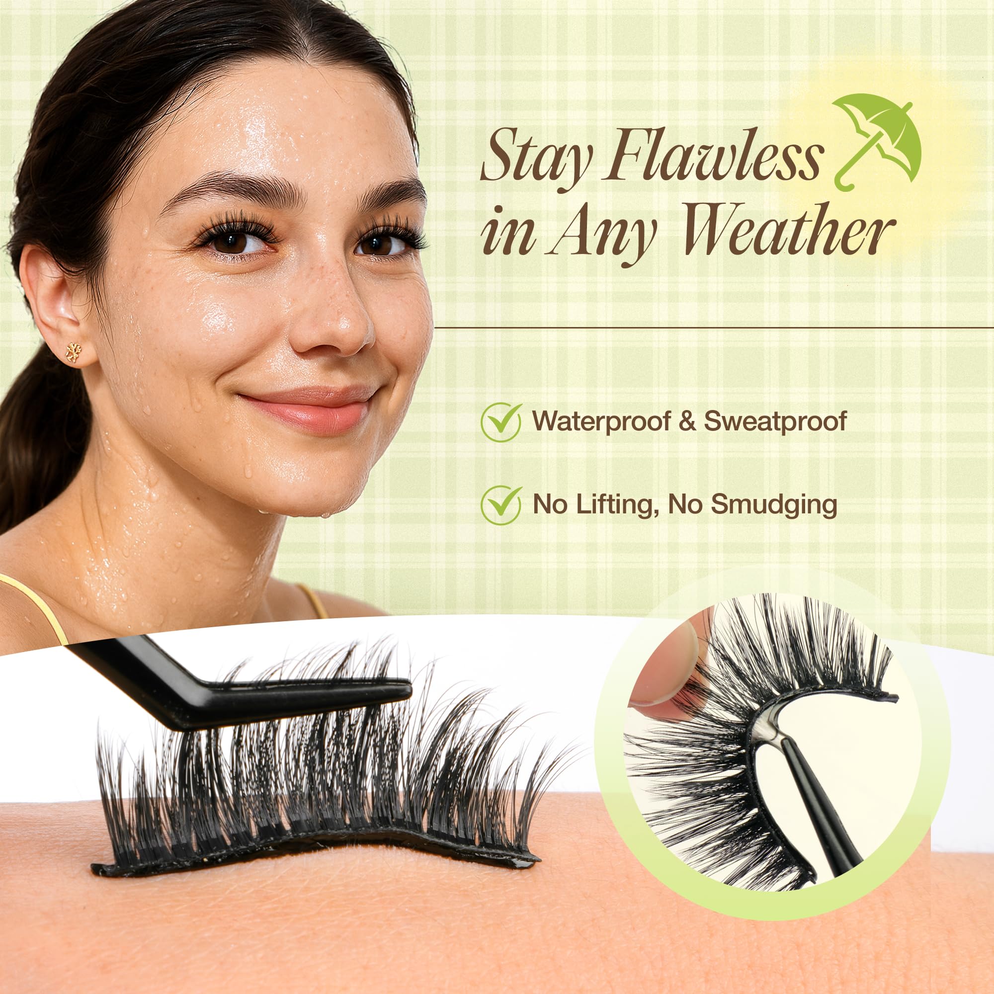 LASHVIEW Self Adhesive Eyelashes – Natural Look, No Glue Needed, Reusable 5 Pairs (CV031)